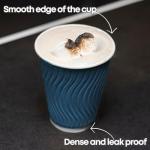 FAMASTON 12oz Insulated Coffee Cups with Lids, Ripple Wall Disposable Paper for Hot & Cold Drinks | Travel-Friendly Set for Tea, Espresso, Office, Parties, Halloween, Christmas - 50 Count (Blue)