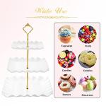 DAFURIET Dessert Cupcake Stand, 3 Tier Cup Cake Holder Tower for Tea Party/Birthday/Wedding, Plastic Tiered Serving Tray with Metal Rod, White