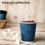 FAMASTON 12oz Insulated Coffee Cups with Lids, Ripple Wall Disposable Paper for Hot & Cold Drinks | Travel-Friendly Set for Tea, Espresso, Office, Parties, Halloween, Christmas - 50 Count (Blue)