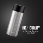 Ovente Stainless Steel Vacuum Insulated Coffee Water Mug, 12 oz Portable Double Wall Handheld Tumbler with Tea Infuser, BPA-Free Spill Proof Travel Friendly for Hot Cold Beverage, Silver MSA12S
