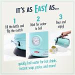 Nostalgia Retro Stainless Steel Electric Tea And Water Kettle, 1.7 Liters, Auto-Shut Off & Boil-Dry Protection, Water Level Indicator Window, Aqua