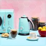 Nostalgia Retro Stainless Steel Electric Tea And Water Kettle, 1.7 Liters, Auto-Shut Off & Boil-Dry Protection, Water Level Indicator Window, Aqua