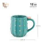 Pinky Up Cactus Ceramic Coffee Mugs, Tea Cups, Travel Mug, Latte Cup, Drinking Glasses for Chocolate, Milk, Cocktails, Mocktails, 12 oz, Set of 1