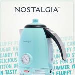 Nostalgia Retro Stainless Steel Electric Tea And Water Kettle, 1.7 Liters, Auto-Shut Off & Boil-Dry Protection, Water Level Indicator Window, Aqua