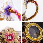 Good King Flower Glass Tea Mug, Lead-Free Handmade Enamel Coffee Mug Tea Cups with Spoon For Women Grandma Mom Teachers Friend Wife 12oz