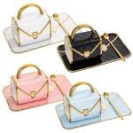 JIEYAO Handbag Coffee Mugs Set of 4, 10 Oz/ 310 ml Handbag Ceramic Tea Cup, Cute Purse Gift Mug with Saucer Spoon Modern Ceramic Purse Coffee Mug Creative Design Travel Tea Cup for Women Office Home