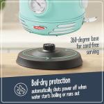 Nostalgia Retro Stainless Steel Electric Tea And Water Kettle, 1.7 Liters, Auto-Shut Off & Boil-Dry Protection, Water Level Indicator Window, Aqua