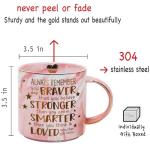 SUUURA-OO Inspirational Quote You are Braver Coffee Mug Birthday Gifts for Women Friends, Inspirational Quotes Gift for Mom from Son Daughter, Funny Encouragement Women Gifts Pink Marble Ceramic