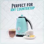 Nostalgia Retro Stainless Steel Electric Tea And Water Kettle, 1.7 Liters, Auto-Shut Off & Boil-Dry Protection, Water Level Indicator Window, Aqua