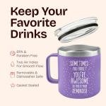 Birthday Gifts for Women Friendship - Sometimes You Forget Your Awesome Gifts Purple Coffee Mug for Her 14oz Inspirational Unique Graduation Gift Ideas 2025 Thank You Gift for Teachers Appreciation