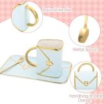 JIEYAO Handbag Coffee Mugs Set of 4, 10 Oz/ 310 ml Handbag Ceramic Tea Cup, Cute Purse Gift Mug with Saucer Spoon Modern Ceramic Purse Coffee Mug Creative Design Travel Tea Cup for Women Office Home