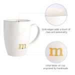 HOME SMILE Initial Coffee Cups for Women Friends Mom Daughter,Monogram Ceramic Mugs with Personalized m,Elegant Alphabet Tea Mugs,Cups for Office and Home,12 oz