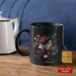 Colorful Roses Design Coffee Mugs, Elegant Flowers Black Ceramic Mugs, Personalized Name Roses Tea Cups, Customized Awesome Roses Cup Gift, Roses Gardening Tea Cups, Plant Mugs