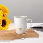 HOME SMILE Initial Coffee Cups for Women Friends Mom Daughter,Monogram Ceramic Mugs with Personalized m,Elegant Alphabet Tea Mugs,Cups for Office and Home,12 oz