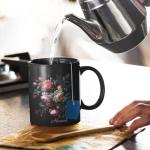 Colorful Roses Design Coffee Mugs, Elegant Flowers Black Ceramic Mugs, Personalized Name Roses Tea Cups, Customized Awesome Roses Cup Gift, Roses Gardening Tea Cups, Plant Mugs