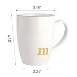 HOME SMILE Initial Coffee Cups for Women Friends Mom Daughter,Monogram Ceramic Mugs with Personalized m,Elegant Alphabet Tea Mugs,Cups for Office and Home,12 oz
