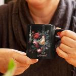Colorful Roses Design Coffee Mugs, Elegant Flowers Black Ceramic Mugs, Personalized Name Roses Tea Cups, Customized Awesome Roses Cup Gift, Roses Gardening Tea Cups, Plant Mugs
