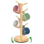 BAMBANG Mug Holder Tree, 360° Rotating 8 Hooks Coffee Cup Holder for Counter Top, Bamboo Coffee Mug Rack Stand for Kitchen Countertop Home, Natural