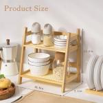 Narrow Mug Holder Countertop, Wicker-Look Tea and Coffee Bar Station Organizer, Bamboo Matcha Stand, Cup Display Shelf, Condiment Storage Rack for Kitchen Counter Cabinet, 2 Tier