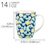 Tapestry 14 oz. Porcelain Mugs, Set of 6 – All-Purpose Coffee & Tea Mugs in Vibrant Assorted Floral & Geometric Designs – Microwave & Dishwasher Safe, Everyday Use or Giftable Drinkware Set