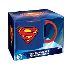 ICUP DC Comics Superman Logo 18oz Embossed Ceramic Mug - Officially Licensed Superman Merchandise & Collectibles