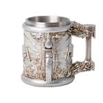 HAUCOZE Beer Stein Mug - Double-Wall Insulated Stainless Steel Coffee Drinking Cup with Handle,15oz,Motorcycle Design for Oktoberfest Gifts and Collectibles