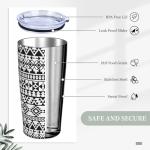 JASROTAO Black Navajo Print Tumbler,Geometric print 20oz Stainless Steel Insulated Travel Tumblers,Travel Coffee Mug with Lid and Straw Water Bottle Drink Tumbler Cups Gifts for Women Men Lovers