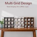 Helsin 9 Grid Vintage Coffee Mug Display Rack, 16inch Wall Mounted Wooden Curio Shadow Box Shelf, Cup Floating Shelves Display and Organizer (Black)
