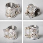 HAUCOZE Beer Stein Mug - Double-Wall Insulated Stainless Steel Coffee Drinking Cup with Handle,15oz,Motorcycle Design for Oktoberfest Gifts and Collectibles