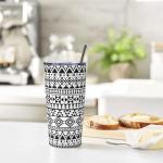 JASROTAO Black Navajo Print Tumbler,Geometric print 20oz Stainless Steel Insulated Travel Tumblers,Travel Coffee Mug with Lid and Straw Water Bottle Drink Tumbler Cups Gifts for Women Men Lovers