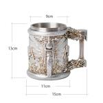 HAUCOZE Beer Stein Mug - Double-Wall Insulated Stainless Steel Coffee Drinking Cup with Handle,15oz,Motorcycle Design for Oktoberfest Gifts and Collectibles