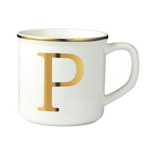 Miicol Ceramic Coffee Mug 16 oz, Monogram Coffee Cup, Golden Initial Tea Mug, Personalized Tea Cup, Unique Gift, Large Mug for Home, Office, Letter P