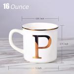 Miicol Ceramic Coffee Mug 16 oz, Monogram Coffee Cup, Golden Initial Tea Mug, Personalized Tea Cup, Unique Gift, Large Mug for Home, Office, Letter P