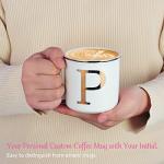 Miicol Ceramic Coffee Mug 16 oz, Monogram Coffee Cup, Golden Initial Tea Mug, Personalized Tea Cup, Unique Gift, Large Mug for Home, Office, Letter P