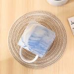 Yundu 12oz Blue Marble Ceramics Coffee Mug Set of 4, Drinking Cups Set, Stackable Latte Mugs with Handle, Microwave and Dishware Safe Cup for kitchen
