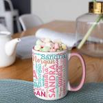 Personalized Coffee Mugs w/Word Cloud Art, 12 Colors & 9 Font Art, 15 oz. Custom Gifts for Couples, Men, Women - Red/White, Ceramic Keepsake Mug, Personalized Gifts