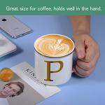 Miicol Ceramic Coffee Mug 16 oz, Monogram Coffee Cup, Golden Initial Tea Mug, Personalized Tea Cup, Unique Gift, Large Mug for Home, Office, Letter P