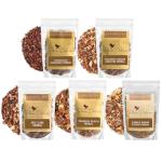 Herbal Tea Sampler – 5 Caffeine-Free Loose Leaf Blends for Sleep and Relaxation, Fruity and Dessert-Inspired Flavors, 75 to 100 Cups – Handcrafted in USA – Plum Deluxe