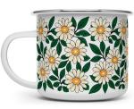 Floral Daisy Enamel Camping Coffee Mug, Nature Flowers Botanical Gift Cup for Friend Coworker Women Mom Daughter (16oz)