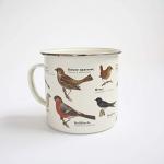 Gift Republic Garden Birds Enamel Outdoor Camping Mug Large Metal Coffee Cup Bird Watchers Gardeners Nature Lovers Gift Durable Drinking Cup 500ml