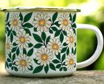 Floral Daisy Enamel Camping Coffee Mug, Nature Flowers Botanical Gift Cup for Friend Coworker Women Mom Daughter (16oz)