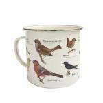 Gift Republic Garden Birds Enamel Outdoor Camping Mug Large Metal Coffee Cup Bird Watchers Gardeners Nature Lovers Gift Durable Drinking Cup 500ml