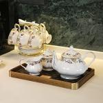 ACMLIFE Bone China Tea Set for Adults White And Floral Fine China Tea Set 21-Piece English Tea Cups Set of 6 for Women Porcelain Tea Set with Teapot, Sugar Bowl,Creamer Pitcher, Tea Party Sets
