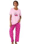 Dreams & Co. Plus Size Graphic Tee PJ Set - L, Pink Tea Cup