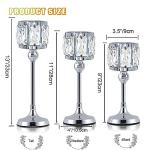 Set of 3 Cup Crystal Tealight Candle Holders, Centerpieces for Table Wedding Centerpieces Crystal Decorative Tealight Candle Dining Table Candle Holder Decor for Party (8.7"+10.6"+12.2", Silver)