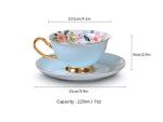 Krysclove Vintage Ceramic Teacup, Elegant Coffee Cup with Spoon and Saucer Set, Fine Royal Bone China Tea Cups (Blue)