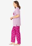 Dreams & Co. Plus Size Graphic Tee PJ Set - L, Pink Tea Cup