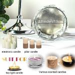 Set of 3 Cup Crystal Tealight Candle Holders, Centerpieces for Table Wedding Centerpieces Crystal Decorative Tealight Candle Dining Table Candle Holder Decor for Party (8.7"+10.6"+12.2", Silver)