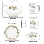ACMLIFE Bone China Tea Set for Adults White And Floral Fine China Tea Set 21-Piece English Tea Cups Set of 6 for Women Porcelain Tea Set with Teapot, Sugar Bowl,Creamer Pitcher, Tea Party Sets