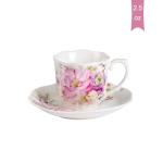 GuangYang 12 Pieces (Tiny Style) Espresso Cups and Saucers，2.5 ounce/80ml，Set of 6,Mini Premium Porcelain Coffee Cup Set, Fancy Flower Pattern Design